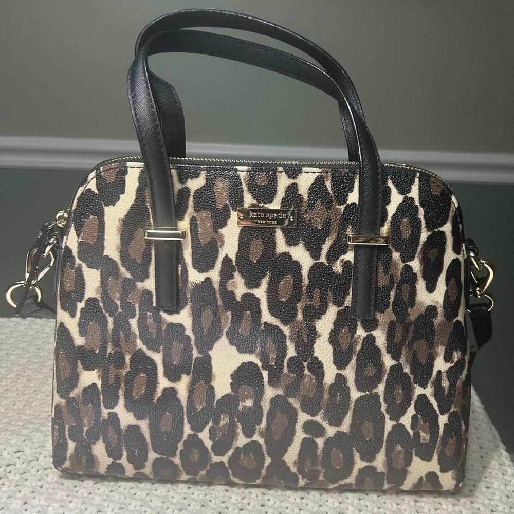 Kate Spade Animal Print Satchel With Brown And Black Accents